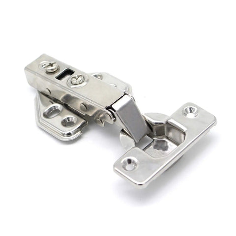 Beefy 20 Pack Carbon Steel Cabinet Hinges With Soft Close Hydraulic Dampers Clip On 35mm Cup Straight Arm Fixed Base in silver