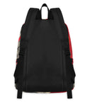 Back view of Lion Sunglass Backpack With Insulated Cooler Lunch Box, black straps, red accents, lightweight nylon material.