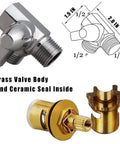 Detailed view of the brass valve body and ceramic seal for Pet Shower Attachment Kit With Handheld Sprayer, 8Ft Flexible Stainless Steel Hose.