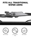 Built Like A Tank All Weather Windshield Wiper Blades 18 Inch driver and passenger side connectors fit traditional wiper arms.