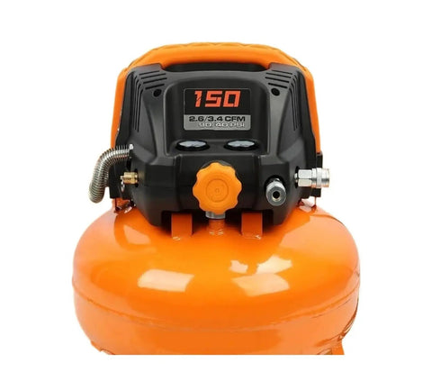 Pwlfwolf 6 Gallon Pancake Air Compressor With Dual Couplers. Portable Electric For Diy Projects Auto Repair And Industrial Use. Quiet Operation Reliable Gas Supply For Workshops And Factories In One Color Finish.