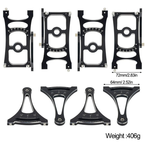 Aluminum RC Chassis Setup Tool With Ball Bearings, CNC Machined Ruler for 1/8 and 1/7 Scale Vehicles, black finish, various angles
