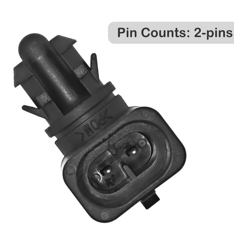 No Sweat Plug And Play Ambient Air Temperature Sensor With Connector Pigtail Harness For Chevy Silverado HD close-up showing 2-pin connection.