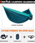 Ultra Lightweight Camping Hammock With Two Tree Straps Parachute Nylon Supports 500 Lbs Single Or Double in blue and dark blue
