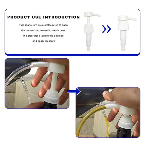 Quart Bottle Fluid Pump For Transmission Fluid Transfer Manual Siphon With 4cc Per Stroke Gear Oil And Differential Fluid Extractor Car Maintenance Tool For Easy Leak Free Oil Moves in use, demonstrating fluid extraction process