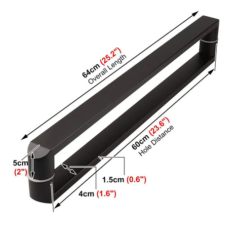 Stainless Steel Door Pull Sliding Handle Back-To-Back Mount For Glass Wood Metal Doors Black Finish Built To Last Indoor Outdoor Use
