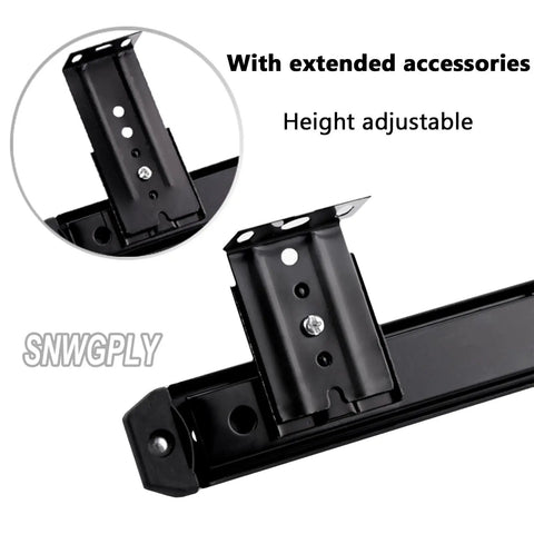 Two Pack 350mm Telescopic Keyboard Tray Guides With Height Adjustable Steel Rails In Black And Silver Heavy Duty Ball Bearing Sliding Runners Smooth Quiet Glide 40kg Capacity Badass Durability For Your Desk Always. black height adjustable steel keyboard tray rail
