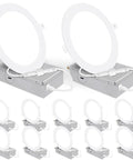 12 Pack 6 Inch Slim LED Recessed Lights With Junction Box, Ultra Thin Canless Downlights, 900 Lumen Brightness, 5000K Daylight