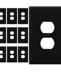 Oversized 1-Gang Wall Plate For Duplex Receptacles, Jumbo Black Glossy Outlet Cover, 10 pack, durable polycarbonate, 5.51x3.50 inches