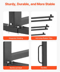 Heavy Duty Folding Chair Rack Cart featuring reinforced steel, integrated welding, anti-drop rubber clips, and handles for event spaces.
