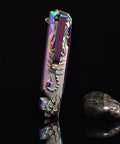 Folding Pocket Knife With 3D Titanium Plated Scorpion Handle Dope Rainbow Finish shown closed on black background