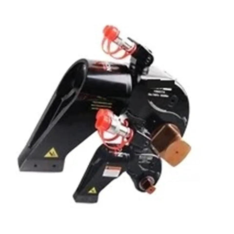 Badass Heavy Duty Hydraulic Torque Wrench Delivering 10000 Nm Torque Through A 1-1/2 Inch Square Drive With Rock Solid Alloy Construction And Sleek Swivel Hose For Tight Quarters That Works Like A Dream, featuring a black design with red components.