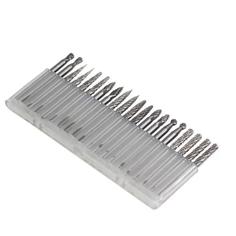 Heavy Duty Carbide Burrs Set One Eighth Inch Shank Double Cut Tungsten Carbide Burs Rotary File For Die Grinder Or Rotary Drill Tool 20 Pieces For Metal And Nonmetal Shaping And Grinding