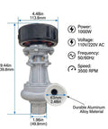 Portable Micro Hydroelectric Generator Power Station 1000W 110V-220V showing specifications and durable aluminum build.