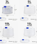 Collapsible Water Container With Spigot Foldable Portable Jug With Handle Leakproof Camping Water Storage Dispenser With Faucet sizes