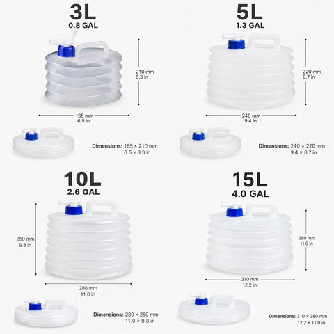 Collapsible Water Container With Spigot Foldable Portable Jug With Handle Leakproof Camping Water Storage Dispenser With Faucet sizes