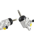 Pair of hydraulic uni-servo cylinders for 10 and 12 inch marine trailer brakes, heavy duty replacement parts, front side view.