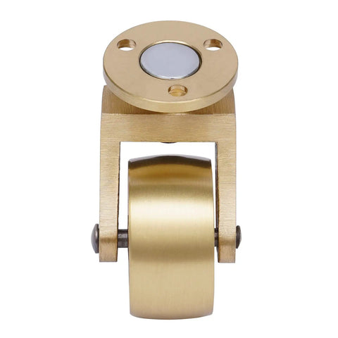 Four Pack Vintage Solid Brass Swivel Caster Wheels Built Tough Heavy Duty Ball Bearing Furniture Casters With Mounting Plates close-up view