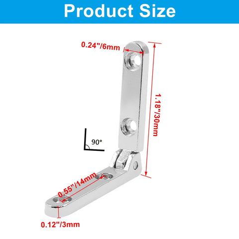 12 Pack Mini Wooden Gift Box Hinges With Screws, 90 Degree, Silver Finish, 30mm By 6mm Hinges With 14mm Hole Distance, Zinc Alloy