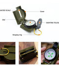 Dope Outdoor Compass For Camping And Hiking Your Go To Orienteering Tool with folding metal cover and floating dial, top view