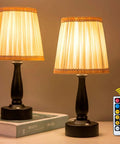 Lit Two Pack Battery Powered LED Night Lights Portable Dimmable Warm White Eye Protection Lamps With Remote Set Of 2