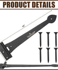 Two Pack 15 Inch Heavy Duty T Shape Strap Hinges With Screws Black Wrought Iron Spade Tip Strap Gate Door Hinges product details