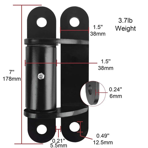 Joytrace 7-inch carbon steel gate hinge pair, front view, bolt-on/weld-on, black rust-resistant finish, 2 pcs