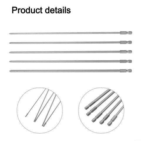Huge Heavy Duty Long Screwdriver Bits Set With 5 Pieces Including Master PH1 And PH2 Sizes Perfect For Electric Drills And Manual Gear During Metal Construction Fix It Projects Around The Workplace, 300mm steel bits