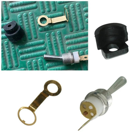 Two Pack Chainsaw Kill Switch Replacement Kit For 45cc To 58cc Gas Engines with metal mounts and shockproof pads on green mat