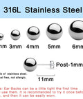 Silver 316L Stainless Steel Ball Stud Earrings Set 2mm To 6mm Range With 15 To 30 Pairs Dope Everyday Jewelry Hypoallergenic For Sensitive Skin Great Gift For Any Style, 2mm-6mm sizes