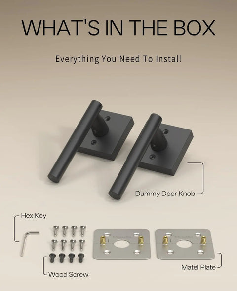 Four Pack Matte Black Dummy Interior Door Handles With Keyed Entry From Outside And Thumb Button Lock Inside kit with screws and hex key