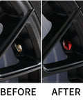 4 Pack Aluminum Alloy Tire Valve Caps For Cars Trucks SUVs And Motorcycles Red Universal Dustproof Valve Stem Caps With Rubber Gasket For Leak Free Performance before and after installation comparison