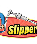 Cartoon mechanic holding quart bottle fluid transfer pump with long and short suction tubes for gear oil and transmission fluid