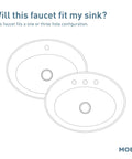 Diagram showing compatibility of Spot Resist Brushed Nickel Two Handle Centerset Bathroom Sink Faucet with sink holes.