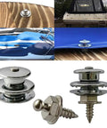 Collage of stainless steel quick release boat canvas snaps set upper and lower parts for RV canopies yacht covers boat tarps marine hardware kit with durable fasteners for marine use fits tarpaulins bimini tops and boat canopies installed on boats.