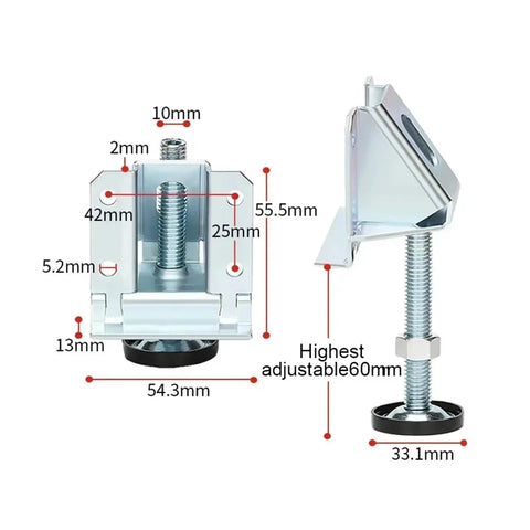 8 Pcs Adjustable Furniture Levelers Rock Solid Heavy Duty Feet For Sofa Table Chair Cabinet Threaded Precision Height Adjustment To Eliminate Wobble On Uneven Floors, metal dimensions diagram