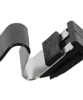 Gas tank door spring clip replacement; metal wire with black plastic mounting, front view