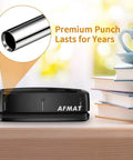 Electric 3 Hole Punch For Binders, 20 Sheet Capacity, quick start button, heavy duty design on desk with books and cup.