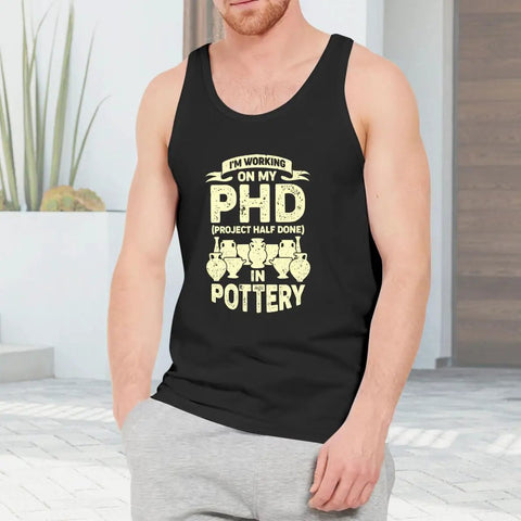 Fresh 100 Cotton Muscle Tank For Summer Gym Grinds Ultra Breathable Sleeveless Undershirt with humorous pottery graphic.