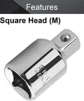 Heavy Duty Half Inch Drive Female To Three Eighth Male Impact Socket Adapter with a 3/8" square head in chrome finish.