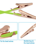 Pro Grade Copper Alligator Clips Set 35mm Insulated Crocodile Clips for Electrical Testing with green wire grips and smooth jaws