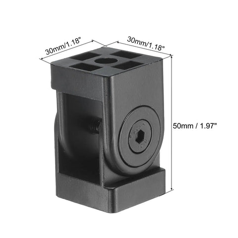 Die Cast Aluminum Pivot Joint 180 Degree Adjustable Flexible Pivot Connector With M8 Screws For 3030 Aluminum Extrusion Profile 8mm Aperture Black Heavy Duty Built To Last For Framing And Robotics, 50x30x30mm