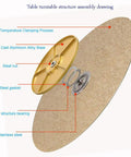 Round Turntable With 80 Cm Tempered Glass Top And Steel Bearings assembly drawing showing components and materials
