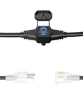 25 Ft Heavy Duty Extension Cord With 12 Gauge SJTW Cable 3 Prong NEMA 5-15P To 5-15R connectors and power indicator