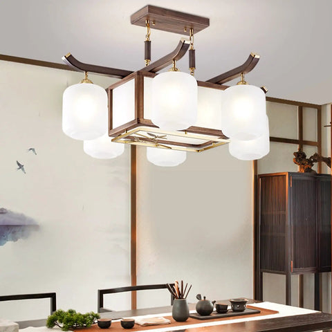 Straight Up Smooth Rectangular Wooden Pendant Light With Black Walnut Finish Hangin Easy In Any Living Space Or Cafe Delivering Top Tier Ambient Vibes And Energy Smart 90W Ceiling Lamp For Bars And Dining Rooms.