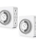 No Sweat Plug In 24 Hour Mechanical Timer Outlet 2 Pack Daily On Off Cycling Straight Up Reliable Energy Saving Setup for lamps