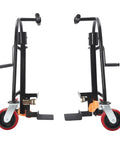 Pro Grade Heavy Duty Manual Furniture Movers With Sturdy Rolling Wheels 1300 Lb Load Capacity, black steel design with red wheels.