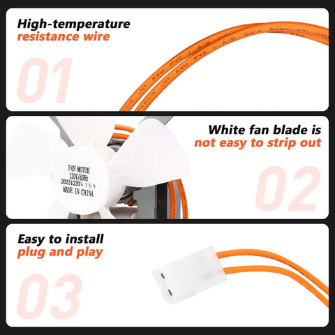 Pro Grade 2.0 RPM Auger Motor Upgrade Kit component with high-temperature wire, durable fan blade, and plug for pellet grills