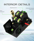 Interior view of Air Compressor Pressure Switch 90-125 PSI 26A With 1/4 NPT Thread, showing components and connections.