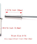 Aluminum Blind Rivet Set 60 Pcs 3/16 By 1-3/16 In Dome Head Open End Self Plugging Beefy Fasteners shown with measurements